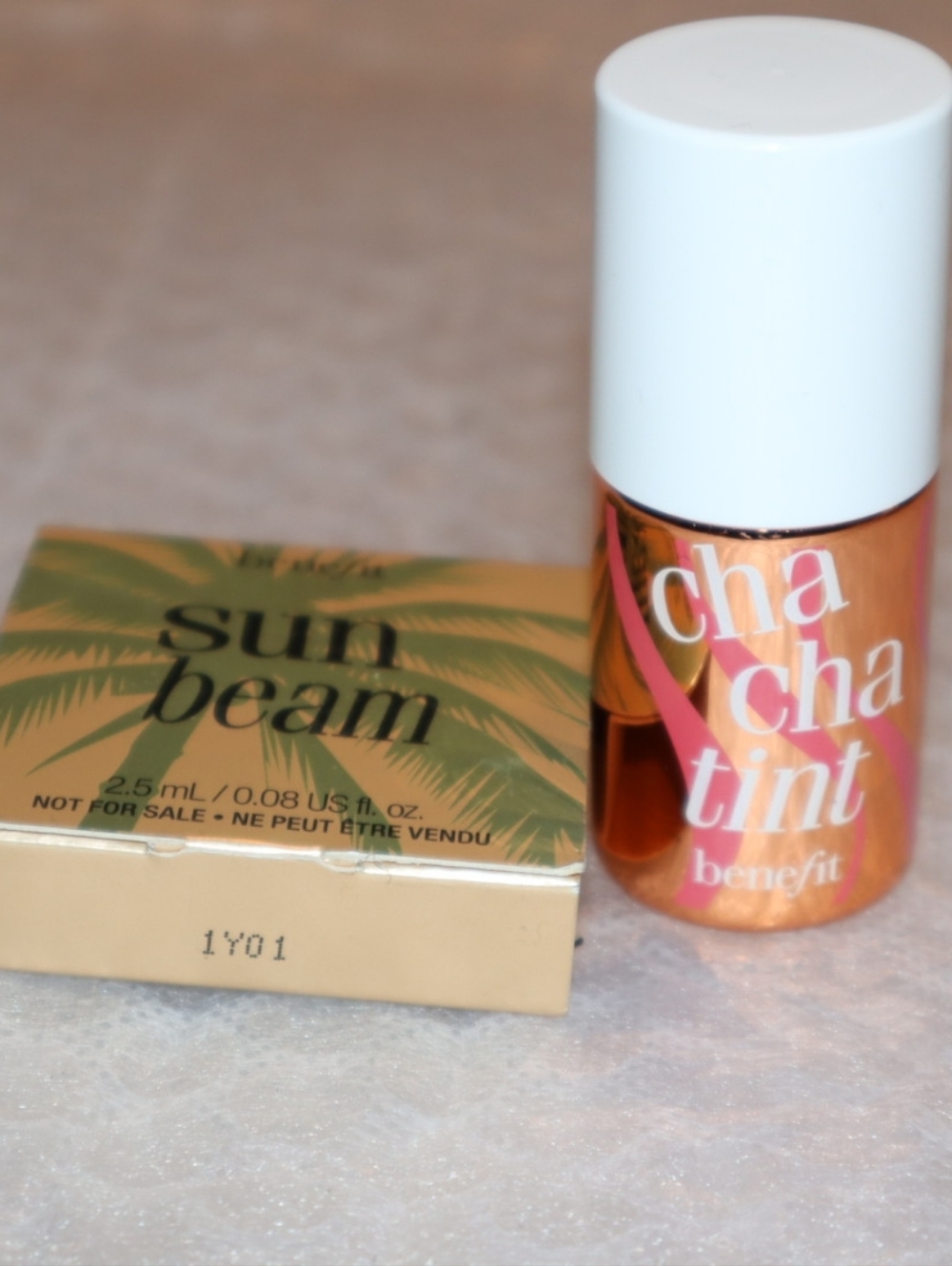 Benefit Cosmetics Sun Beam golden bronzer & Cha Cha  Mango-tinted lip NEW